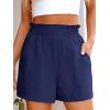 imageANRABESS Womens Casual High Waisted Shorts Wide Leg Elastic Waist Lounge Cute Beach Shorts 2025 Summer Vacation OutfitsNavy Blue