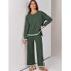 imageANRABESS Womens Two Piece Outfits Knit Pullover Sweater Tops ampamp Wide leg Pants Lounge Matching Sweatsuit Tracksuits SetsArmy Green