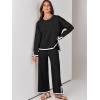 imageANRABESS Womens Two Piece Outfits Knit Pullover Sweater Tops ampamp Wide leg Pants Lounge Matching Sweatsuit Tracksuits SetsBlack