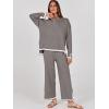 imageANRABESS Womens Two Piece Outfits Knit Pullover Sweater Tops ampamp Wide leg Pants Lounge Matching Sweatsuit Tracksuits SetsCoffee Grey