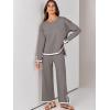 imageANRABESS Womens Two Piece Outfits Knit Pullover Sweater Tops ampamp Wide leg Pants Lounge Matching Sweatsuit Tracksuits SetsCoffee Grey