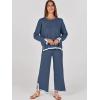 imageANRABESS Womens Two Piece Outfits Knit Pullover Sweater Tops ampamp Wide leg Pants Lounge Matching Sweatsuit Tracksuits SetsDusty Blue