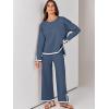 imageANRABESS Womens Two Piece Outfits Knit Pullover Sweater Tops ampamp Wide leg Pants Lounge Matching Sweatsuit Tracksuits SetsDusty Blue
