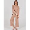 imageANRABESS Womens Two Piece Outfits Knit Pullover Sweater Tops ampamp Wide leg Pants Lounge Matching Sweatsuit Tracksuits SetsLight Camel