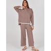 imageANRABESS Womens Two Piece Outfits Knit Pullover Sweater Tops ampamp Wide leg Pants Lounge Matching Sweatsuit Tracksuits SetsNutmeg
