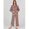 imageANRABESS Womens Two Piece Outfits Knit Pullover Sweater Tops ampamp Wide leg Pants Lounge Matching Sweatsuit Tracksuits SetsNutmeg