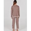 imageANRABESS Womens Two Piece Outfits Knit Pullover Sweater Tops ampamp Wide leg Pants Lounge Matching Sweatsuit Tracksuits SetsNutmeg