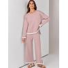 imageANRABESS Womens Two Piece Outfits Knit Pullover Sweater Tops ampamp Wide leg Pants Lounge Matching Sweatsuit Tracksuits SetsPink