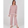 imageANRABESS Womens Two Piece Outfits Knit Pullover Sweater Tops ampamp Wide leg Pants Lounge Matching Sweatsuit Tracksuits SetsPink