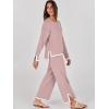 imageANRABESS Womens Two Piece Outfits Knit Pullover Sweater Tops ampamp Wide leg Pants Lounge Matching Sweatsuit Tracksuits SetsPink
