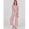 imageANRABESS Womens Two Piece Outfits Knit Pullover Sweater Tops ampamp Wide leg Pants Lounge Matching Sweatsuit Tracksuits SetsPink
