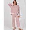 imageANRABESS Womens Two Piece Outfits Knit Pullover Sweater Tops ampamp Wide leg Pants Lounge Matching Sweatsuit Tracksuits SetsPink