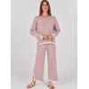 imageANRABESS Womens Two Piece Outfits Knit Pullover Sweater Tops ampamp Wide leg Pants Lounge Matching Sweatsuit Tracksuits SetsPink