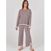 imageANRABESS Womens Two Piece Outfits Knit Pullover Sweater Tops ampamp Wide leg Pants Lounge Matching Sweatsuit Tracksuits SetsRed Apricot