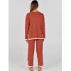 imageANRABESS Womens Two Piece Outfits Knit Pullover Sweater Tops ampamp Wide leg Pants Lounge Matching Sweatsuit Tracksuits SetsRust