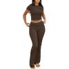 imageANRABESS Lounge Sets for Women 2 Piece Foldover Yoga Flare Leggings Pants Crop Tops Casual Y2K Outfits Matching Tracksuit SetDeep Coffee