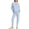 imageANRABESS Women Two Piece Outfits Turtleneck Pullover Top Cozy Knit Sweater Pants Lounge Set 2024 Fall Sweatsuit SweatsuitsLight Blue