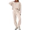 imageANRABESS Womens 2 Piece Outfits Lounge Sets Cropped Sweatshirt ampamp Joggers Fashion Sweatsuit Sweat Set 2024 Fall TravelCream