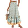 imageANRABESS Womens Boho Maxi Skirts 2025 Summer Casual ALine Flowy Swing Elastic High Waist Tiered Long Skirt with PocketsBlue Floral