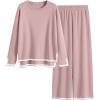 imageANRABESS Womens Two Piece Outfits Knit Pullover Sweater Tops ampamp Wide leg Pants Lounge Matching Sweatsuit Tracksuits SetsPink