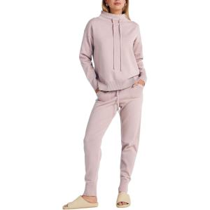 imageANRABESS Women Two Piece Outfits Turtleneck Pullover Top Cozy Knit Sweater Pants Lounge Set 2024 Fall Sweatsuit SweatsuitsPink