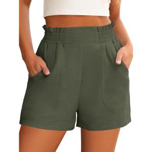 imageANRABESS Womens Casual High Waisted Shorts Wide Leg Elastic Waist Lounge Cute Beach Shorts 2025 Summer Vacation OutfitsArmy Green