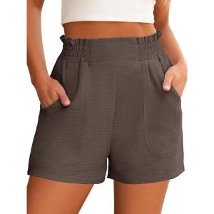imageANRABESS Womens Casual High Waisted Shorts Wide Leg Elastic Waist Lounge Cute Beach Shorts 2025 Summer Vacation OutfitsCoffee