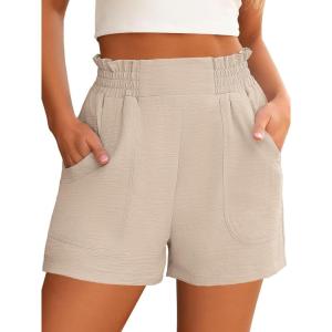 imageANRABESS Womens Casual High Waisted Shorts Wide Leg Elastic Waist Lounge Cute Beach Shorts 2025 Summer Vacation OutfitsKhaki