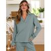imageANRABESS Lounge Sets for Women 2 Piece Outfits Sweatsuit Set Fall V Neck Sweatshirts Wide Leg Pants Tracksuits Cyan Medium