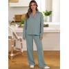 imageANRABESS Lounge Sets for Women 2 Piece Outfits Sweatsuit Set Fall V Neck Sweatshirts Wide Leg Pants Tracksuits Cyan Medium