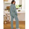 imageANRABESS Lounge Sets for Women 2 Piece Outfits Sweatsuit Set Fall V Neck Sweatshirts Wide Leg Pants Tracksuits Cyan Medium