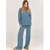 imageANRABESS Women 2 Piece Outfits Oversized Chunky Knit Sweater Top Wide Leg Pants 2024 Fall Lounge Set Trendy Cozy ClothesBlue