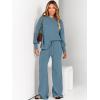 imageANRABESS Women 2 Piece Outfits Oversized Chunky Knit Sweater Top Wide Leg Pants 2024 Fall Lounge Set Trendy Cozy ClothesBlue