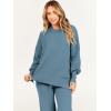 imageANRABESS Women 2 Piece Outfits Oversized Chunky Knit Sweater Top Wide Leg Pants 2024 Fall Lounge Set Trendy Cozy ClothesBlue