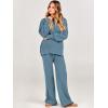imageANRABESS Women 2 Piece Outfits Oversized Chunky Knit Sweater Top Wide Leg Pants 2024 Fall Lounge Set Trendy Cozy ClothesBlue