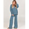 imageANRABESS Women 2 Piece Outfits Oversized Chunky Knit Sweater Top Wide Leg Pants 2024 Fall Lounge Set Trendy Cozy ClothesBlue