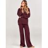 imageANRABESS Women 2 Piece Outfits Oversized Chunky Knit Sweater Top Wide Leg Pants 2024 Fall Lounge Set Trendy Cozy ClothesBurgundy