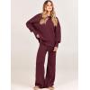 imageANRABESS Women 2 Piece Outfits Oversized Chunky Knit Sweater Top Wide Leg Pants 2024 Fall Lounge Set Trendy Cozy ClothesBurgundy