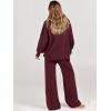 imageANRABESS Women 2 Piece Outfits Oversized Chunky Knit Sweater Top Wide Leg Pants 2024 Fall Lounge Set Trendy Cozy ClothesBurgundy