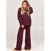 imageANRABESS Women 2 Piece Outfits Oversized Chunky Knit Sweater Top Wide Leg Pants 2024 Fall Lounge Set Trendy Cozy ClothesBurgundy