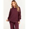 imageANRABESS Women 2 Piece Outfits Oversized Chunky Knit Sweater Top Wide Leg Pants 2024 Fall Lounge Set Trendy Cozy ClothesBurgundy