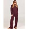 imageANRABESS Women 2 Piece Outfits Oversized Chunky Knit Sweater Top Wide Leg Pants 2024 Fall Lounge Set Trendy Cozy ClothesBurgundy