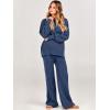 imageANRABESS Women 2 Piece Outfits Oversized Chunky Knit Sweater Top Wide Leg Pants 2024 Fall Lounge Set Trendy Cozy ClothesDusty Blue