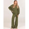 imageANRABESS Women 2 Piece Outfits Oversized Chunky Knit Sweater Top Wide Leg Pants 2024 Fall Lounge Set Trendy Cozy ClothesOlive
