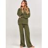 imageANRABESS Women 2 Piece Outfits Oversized Chunky Knit Sweater Top Wide Leg Pants 2024 Fall Lounge Set Trendy Cozy ClothesOlive