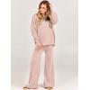 imageANRABESS Women 2 Piece Outfits Oversized Chunky Knit Sweater Top Wide Leg Pants 2024 Fall Lounge Set Trendy Cozy ClothesPink