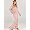 imageANRABESS Women 2 Piece Outfits Oversized Chunky Knit Sweater Top Wide Leg Pants 2024 Fall Lounge Set Trendy Cozy ClothesPink