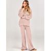 imageANRABESS Women 2 Piece Outfits Oversized Chunky Knit Sweater Top Wide Leg Pants 2024 Fall Lounge Set Trendy Cozy ClothesPink