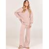 imageANRABESS Women 2 Piece Outfits Oversized Chunky Knit Sweater Top Wide Leg Pants 2024 Fall Lounge Set Trendy Cozy ClothesPink