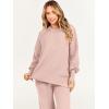 imageANRABESS Women 2 Piece Outfits Oversized Chunky Knit Sweater Top Wide Leg Pants 2024 Fall Lounge Set Trendy Cozy ClothesPink